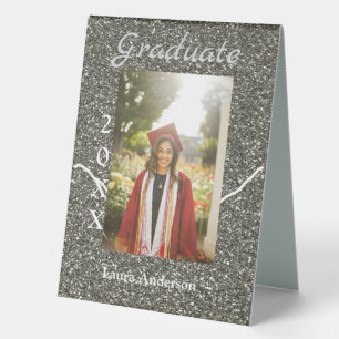 Silverglitter photo graduation add name class text