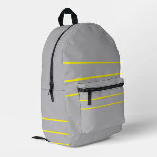  SilverGray With Yellow  Printed Backpack
