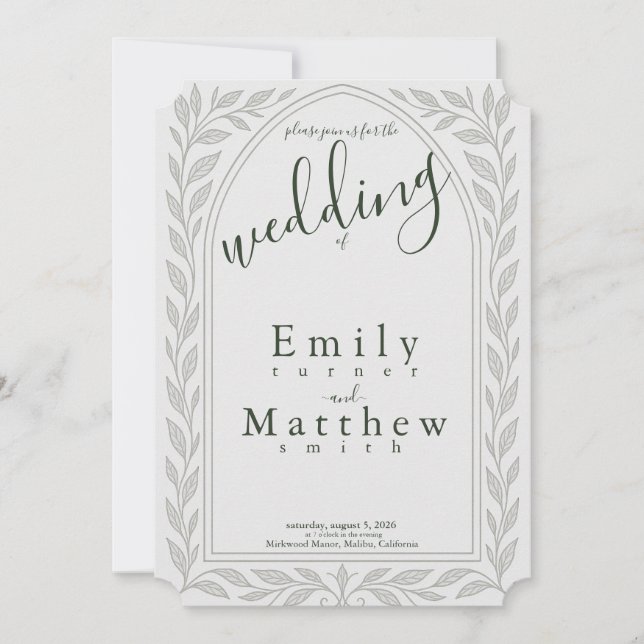 Silverleaf Elven Wedding – Vine & Arch Design Invitation (Front)