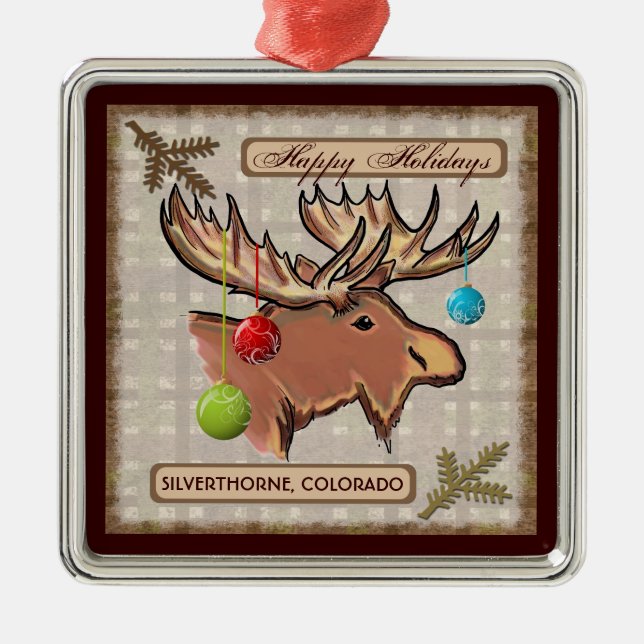 Silverthorne Colorado artistic moose ornament (Front)