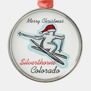 Silverthorne Colorado santa skier hat ornament