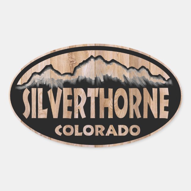 Silverthorne Colorado wood sign oval stickers (Front)