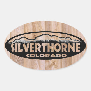 Silverthorne Colorado wood sign oval stickers