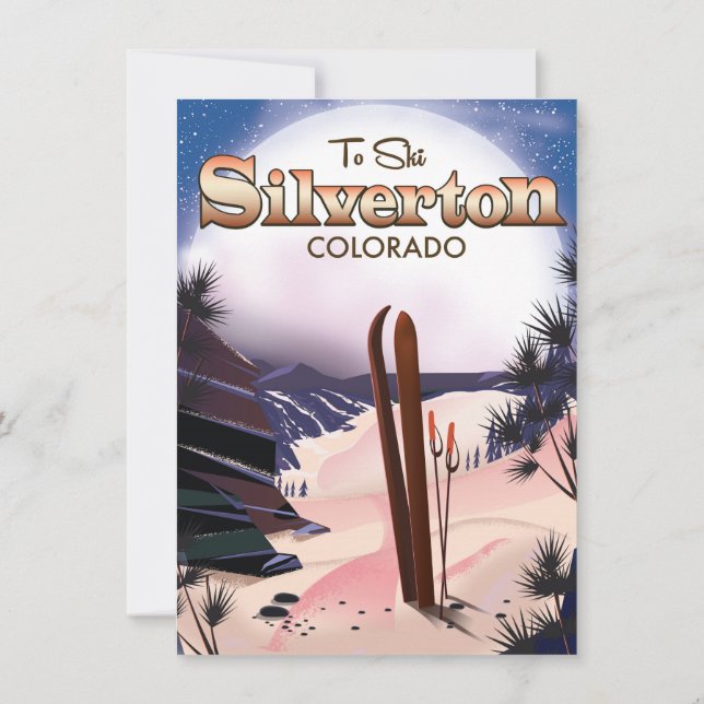 Silverton Colorado ski poster Invitation (Back)