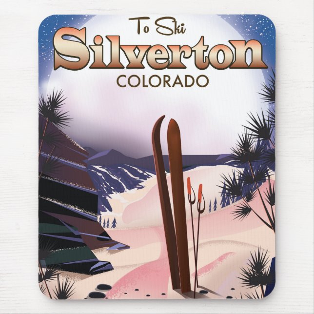 Silverton Colorado ski poster Mouse Mat (Front)