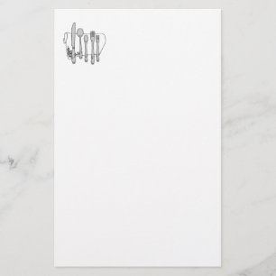 Silverware Black White Art Stationery