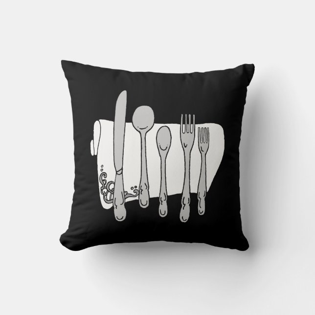 Silverware Black White Design Cushion (Front)