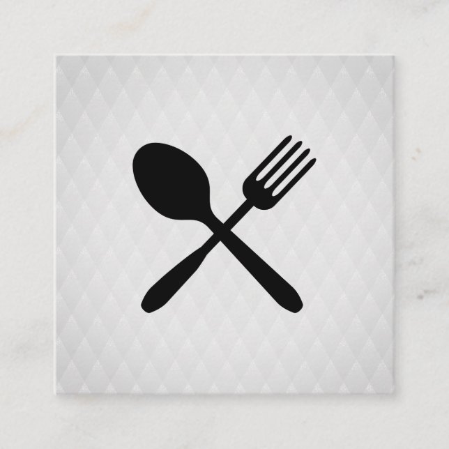 Silverware Chic Diamond Pattern Square Business Card (Front)