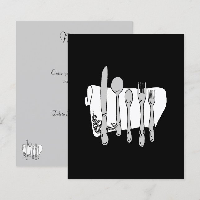 Silverware Custom Black White 4.5x5.6" Template (Front/Back)
