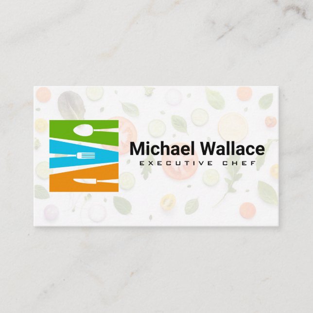 Silverware Food Logo | Vegetables Business Card (Front)