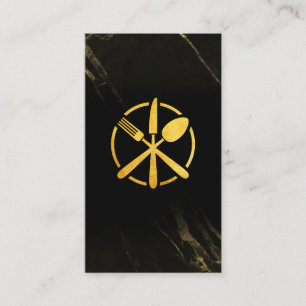 Silverware Gold Logo   Black Marble Business Card