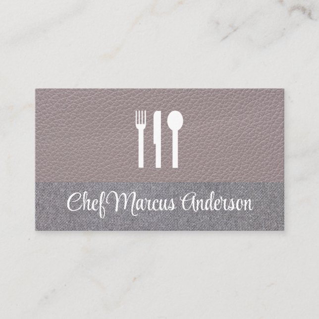 Silverware Icon | Leather | Linen Business Card (Front)