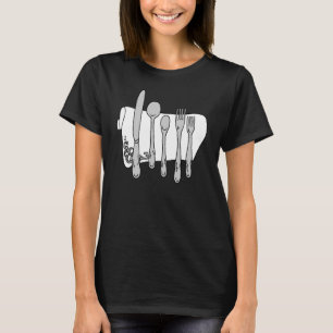 Silverware in Black and White Cooking Design T-Shirt