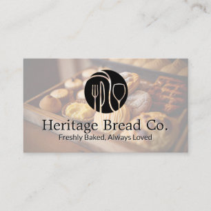 Silverware Logo   Bread Pastries Background Business Card