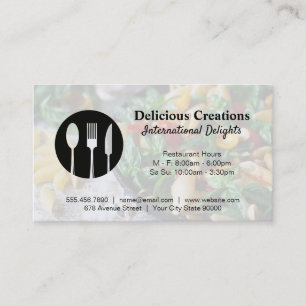 Silverware Logo   Pasta Salad Background Business Card