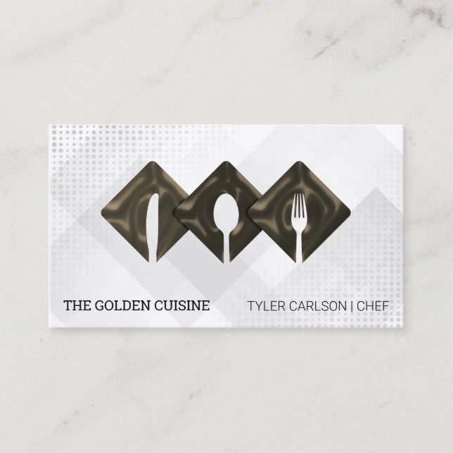 Silverware Logo Restaurant | Culinary Catering Business Card (Front)