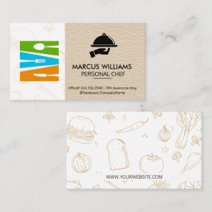 Silverware logo Restaurant Owner Leather Business Card