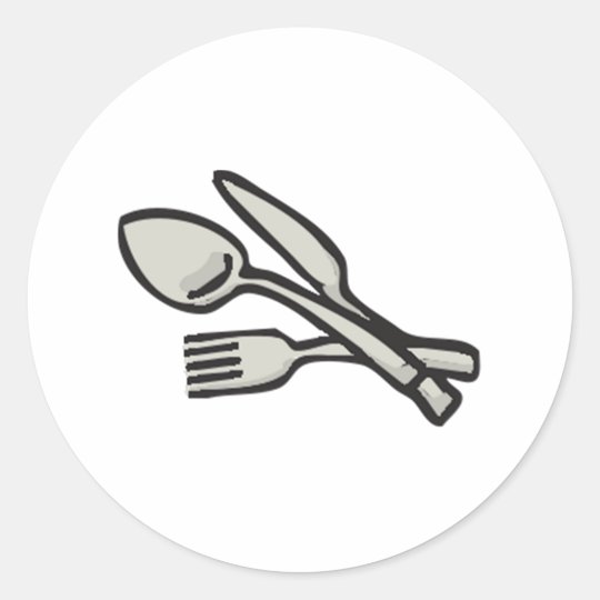 Silverware Utensils Classic Round Sticker