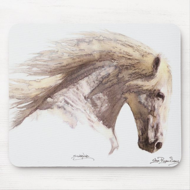 "SILVERWIND" Stallion Horse Lover's Mousepad (Front)