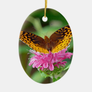 Silvery Checkerspot Butterfly Ceramic Tree Decoration