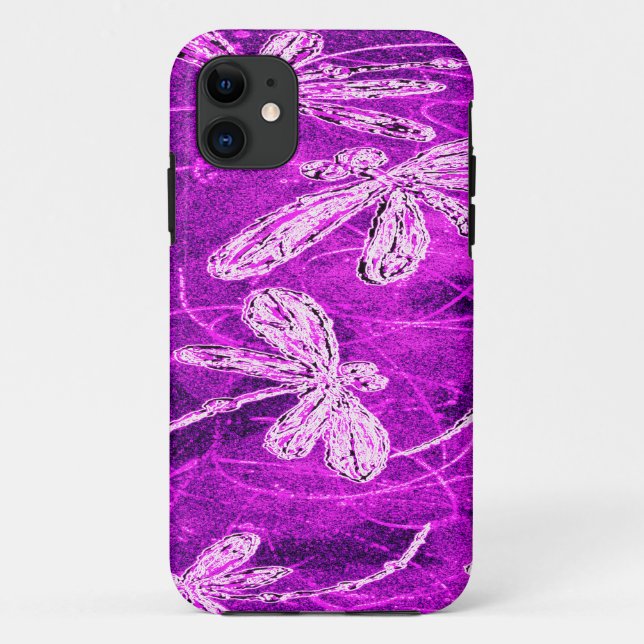 Silvery Dragonflies on a Magic Magenta Sky Case-Mate iPhone Case (Back)
