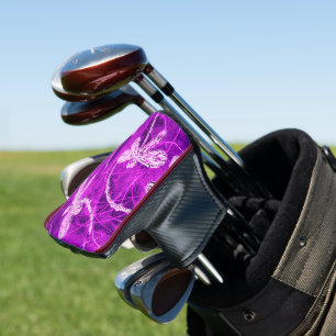 Silvery Dragonflies on a Magic Magenta Sky Golf Head Cover