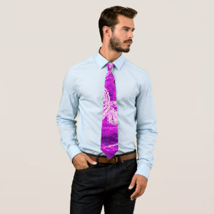 Silvery Dragonflies on a Magic Magenta Sky Tie