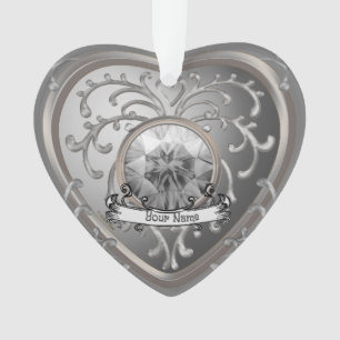 Silvery Faux Jewel Heart fairy ornament