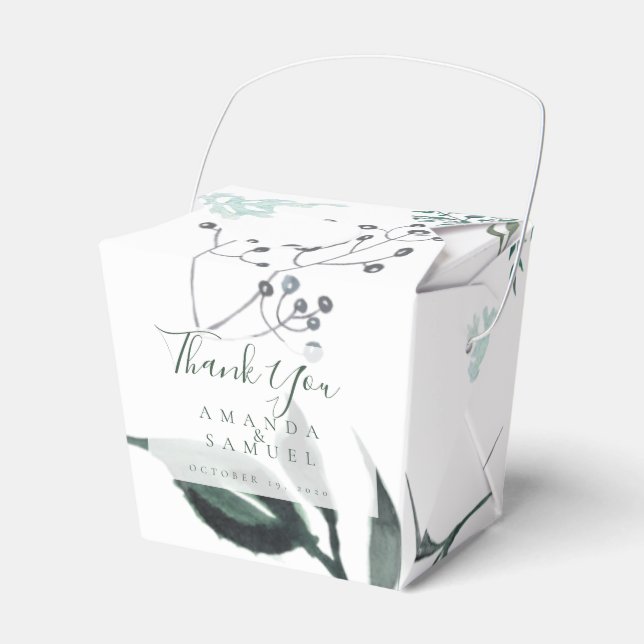 Silvery Green Eucalyptus Wedding Favour Box (Front Side)