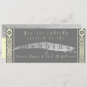 Silvery Grey and Tile-font  Wedding Invitation