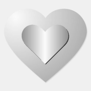 Silvery - Grey Heart Stickers