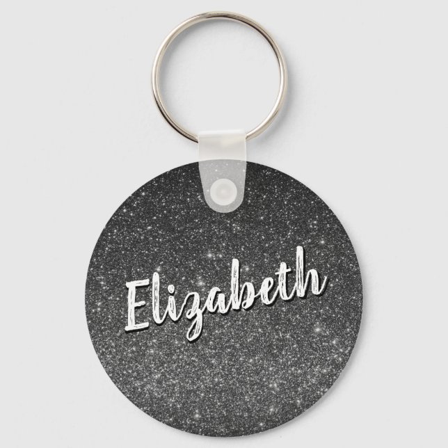 Silvery Grey Personalised Name Keychain (Front)