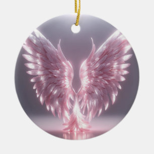 silvery light pink angel wing symbol ceramic tree decoration