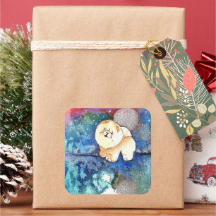 SILVERY MOON Chow dog watercolor Square Sticker
