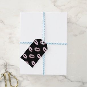 Silvery Pink Kisses Gift Tags