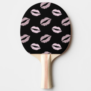 Silvery Pink Kisses Ping Pong Paddle