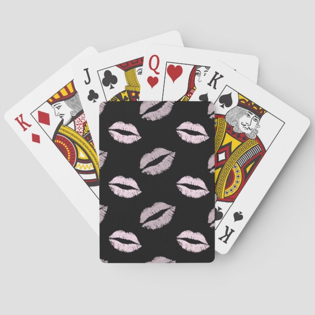 Silvery Pink  Kisses Playing Cards (Back)