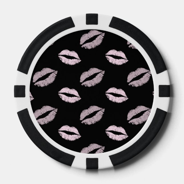 Silvery Pink  Kisses Poker Chips (Front)