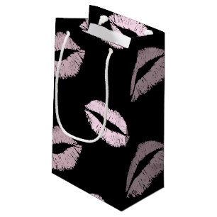 Silvery Pink Kisses Small Gift Bag