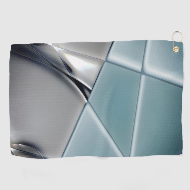 Silvery rectangle trapezoids changeable background golf towel (Horizontal)