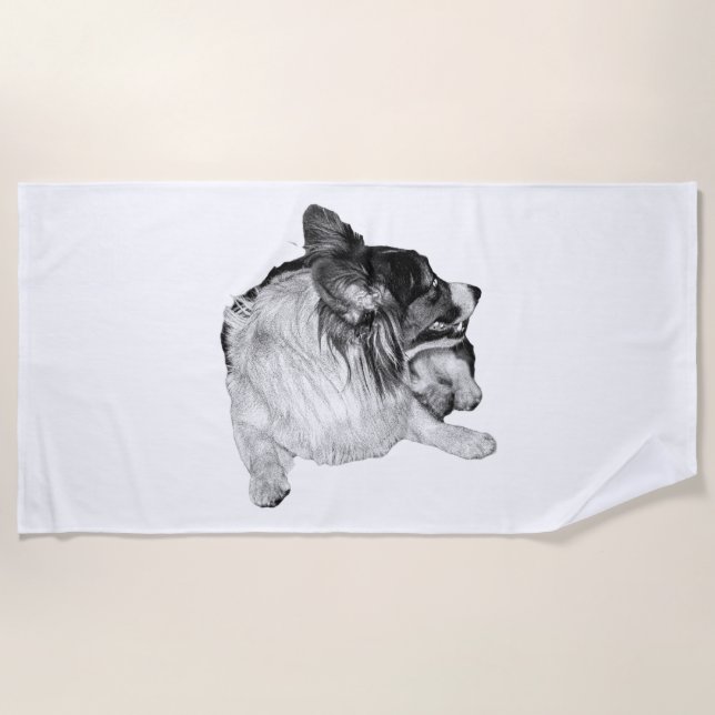 Silvery Shade Corgi Beach Towel (Front)