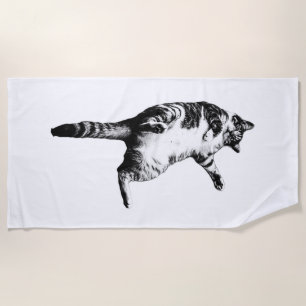 Silvery Shade Tabby Beach Towel