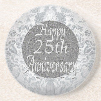 Silvery-Silver 25th Anniversary Coaster