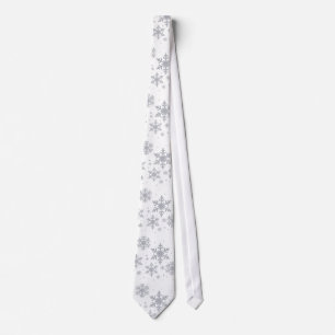 Silvery Snowflakes Winter Wedding Neck Tie