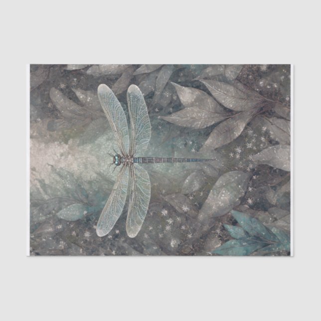 Silvery Sparkle, Midnight Wings Dragonfly  Tissue Paper (Front)