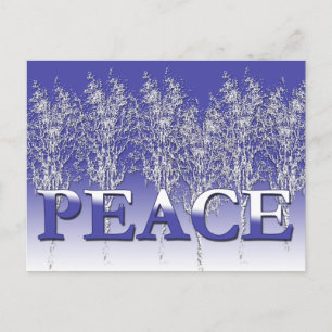 Silvery White and Blue PEACE Holiday Cards