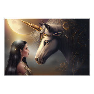 Silvery white Unicorn & spirit guardian Photo Print