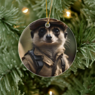 Silvester The Meerkat, I Am The War  Ceramic Tree Decoration