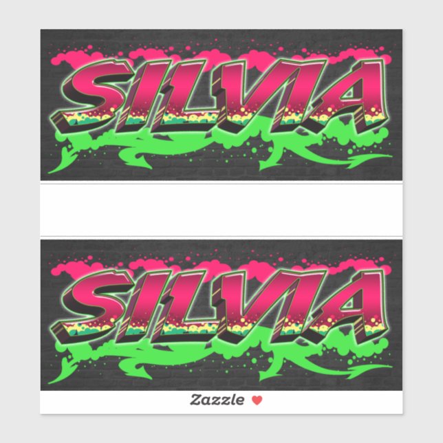 Silvia First Name Graffiti Sticker (Sheet)