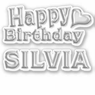 Silvia Happy Birthday silver sticker